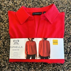 NEW Rafaella Popover Red Blouse